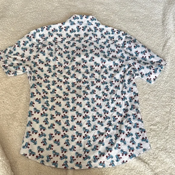 Goodfellow & Co Casual Blue and White Roller Skate Button Down Shirt - Picture 3 of 3